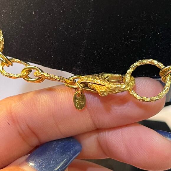 Vintage Bronze Milor Italy GF Hammered Gold Toned ‘O’ Statement Necklace - Picture 5 of 5